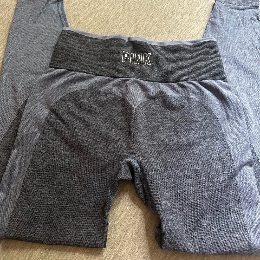 PINK Victoria's Secret Blue Leggings Soft Knit Athletic Wear